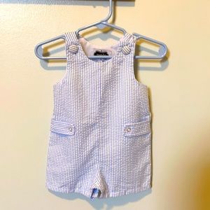 Blue seersucker jumper size 3-6mo